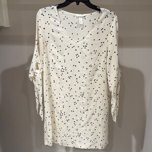 H&M Cream Long Sleeve Dress with Black Dots